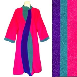 v i n t a g e :: Mod Electric Velour Maxi House Dress Robe Caftan Mumu